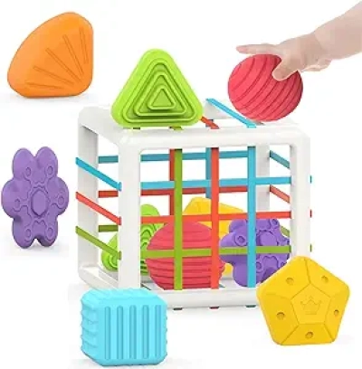 MINGKIDS Montessori Sensory Shape Toys for 1 Year Old - 6 PC Educational Baby Toy Set