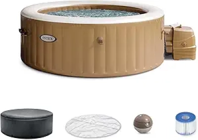 INTEX 28425EP PureSpa Bubble Massage Spa - 120 Jets, 4 Person Hot Tub with Energy Efficient Cover