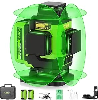Huepar 4D Green Laser Level 16 Lines - Self-Leveling Cross Line Laser with 360° Coverage