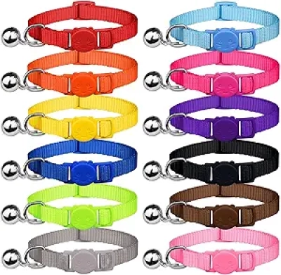 12 PCS Breakaway Cat Collars with Bell - Adjustable Safety Collars for Cats & Kittens