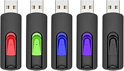 5 Pack 64GB USB Flash Drives - Fast USB 2.0 Memory Sticks with Retractable Design
