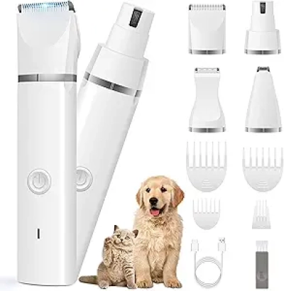 Professional Dog Clippers Grooming Kit - Quiet Cordless Pet Hair Trimmer & Nail Grinder