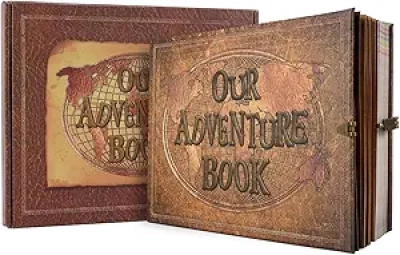 JIMBON Adventure Scrapbook Photo Album - 180 Pages Leather Embossed Travel Journal