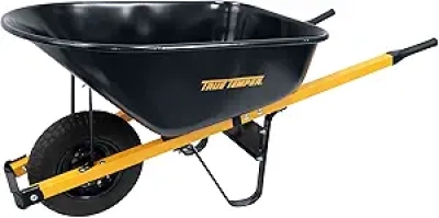 True Temper 6 Cu. Ft. Steel Wheelbarrow - Never Flat Tire & Steel Handles