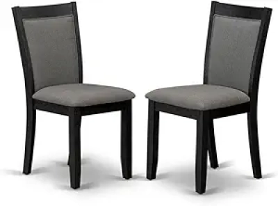 East West Furniture Monza Dining Chairs Set of 2 - Dark Grey Linen Padded Mid-Century Modern