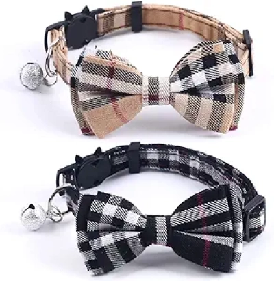 SuperBuddy Breakaway Cat Collars with Bow Bell - 2 Pack Kitten Collar