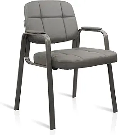 CLATINA Grey Waiting Room Guest Chair with Padded Armrest - Premium Office Reception Seating