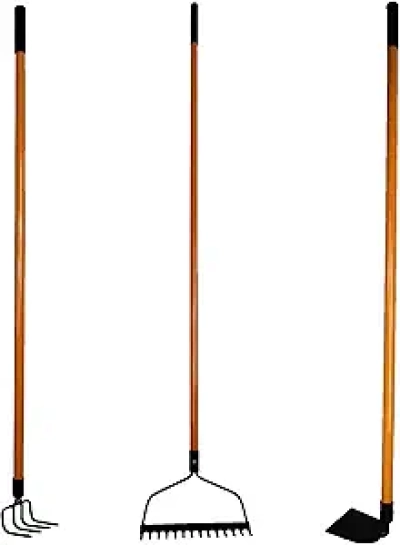 Ashman 3-Piece Garden Rake Set - Bow Rakes & Hoe with Ergonomic Handles