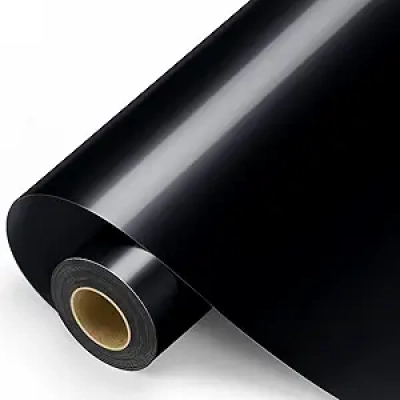 Black Glossy Permanent Vinyl Roll 12" x 11FT - Waterproof Adhesive Vinyl for Cutting Machines