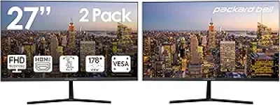 Packard Bell 27" FHD Monitor 1920x1080 - 75Hz Gaming Display, VESA Mount, 2 Pack