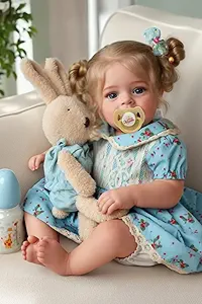 18 Inch Reborn Baby Doll - Realistic Newborn Girl with Blonde Hair & Blue Eyes