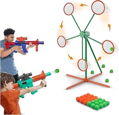 Marlrin Shooting Games Toy Gun Set - Electric Target & 2 Foam Blasters for Kids Ages 5-13