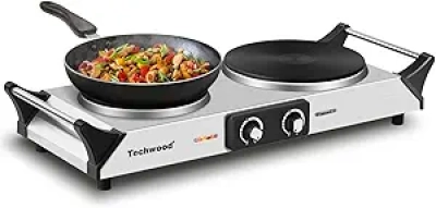 Techwood Double Burner Hot Plate 1800W | Portable Electric Cooktop for RV & Home