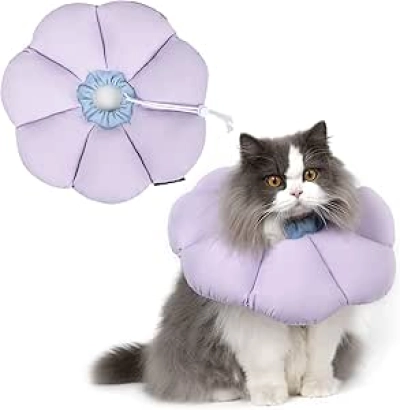 Cute Waterproof Cat Recovery Collar | Soft Elizabethan e-Collar for Cats M Size