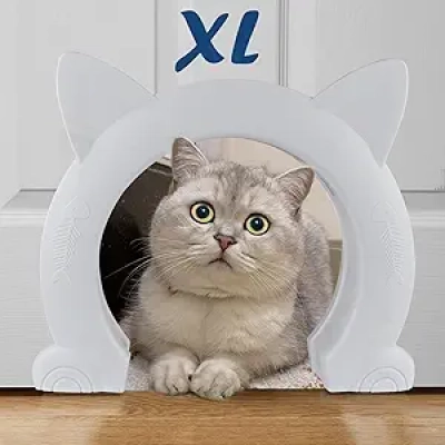 Wordcam Large XL Interior Cat Door for Cats & Small Dogs - Easy Install White