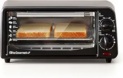 Elite Gourmet ETO236 2 Slice Toaster Oven | Compact Countertop with Timer