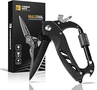 6-in-1 Multitool Carabiner with Pocket Knife | EDC Survival Gear for Camping & Hiking
