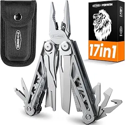 17-in-1 Stainless Steel Multitool | Self-Locking EDC Pocket Knife for Camping & Survival
