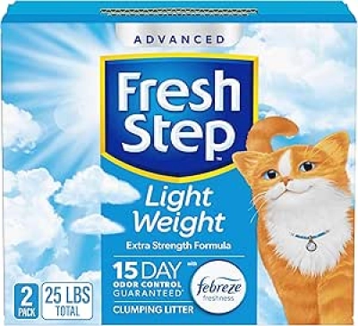 Fresh Step Light Weight Cat Litter 25 lbs - Advanced Extreme Clumping with Febreze