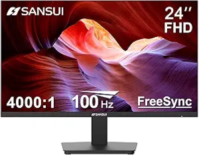 SANSUI 24 Inch 100Hz FHD Monitor - PC Display with HDMI/VGA, Eye Care & VESA Mount