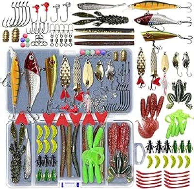 Complete Fishing Lures Kit Set - 26 Bass & Trout Lures with Tackle Box