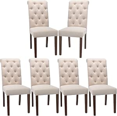 COLAMY Button Tufted Dining Chairs Set of 6 - Modern Upholstered Parsons Chairs