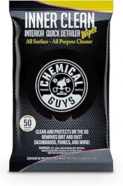 Chemical Guys InnerClean Interior Wipes 50 Pack - Multi Surface Car Detailer & Protectant