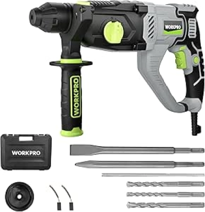 WORKPRO 1-1/4" SDS-Plus Rotary Hammer Drill - 7.5 AMP Lightweight Corded Concrete Drill