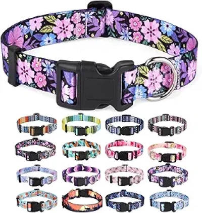Bohemian Floral Dog Collar - Adjustable Tribal Geometric Pattern Collar for Small Medium Large Dogs