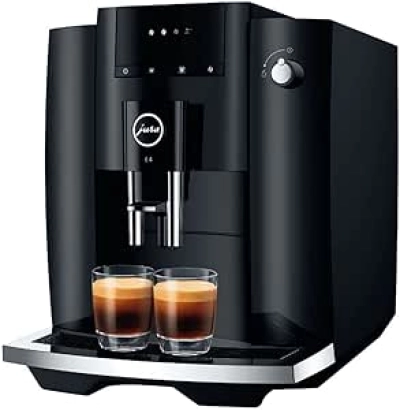 Jura E4 Piano Black Automatic Espresso Machine - One Touch Barista Quality Coffee