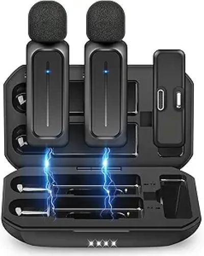 Wireless Lavalier Microphone for iPhone iPad Android - 70ft Range with Noise Cancellation