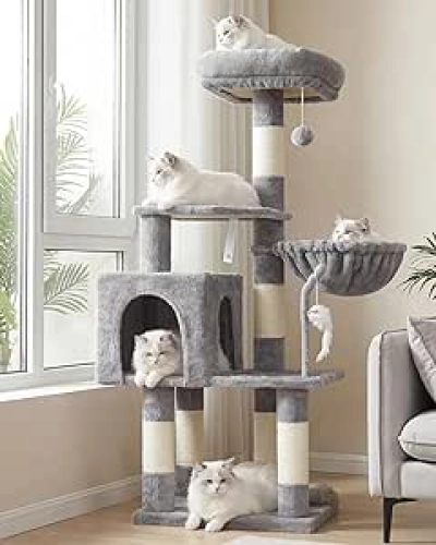 Heybly Cat Tree Tower with Hammock & Scratching Posts - Stable Indoor Cat Condo
