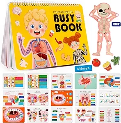 Montessori Human Body Anatomy Busy Book for Kids 4-8 | Educational Sensory Toy