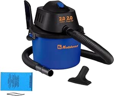 Koblenz WD-2L 2-Gallon Wet Dry Vacuum - 2 HP Portable Cleaner for Home & Car