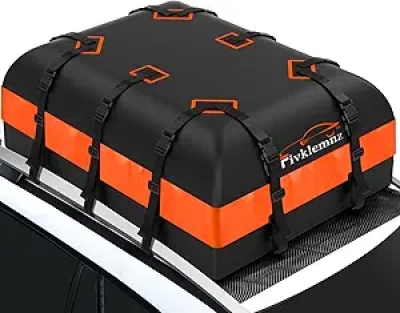 FIVKLEMNZ 21 Cu Ft Waterproof Rooftop Cargo Carrier - Car Roof Bag with Anti-Slip Mat & Straps