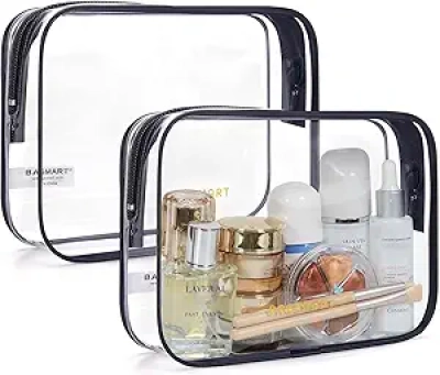 TSA Approved Clear Toiletry Bag 2 Pack - Carry-On Travel Essentials for Women