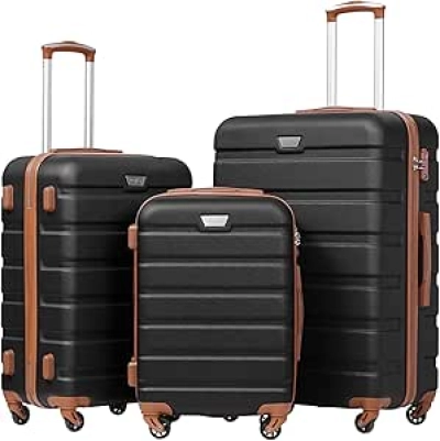 Coolife 3 Piece Luggage Set with TSA Lock & Spinner Wheels