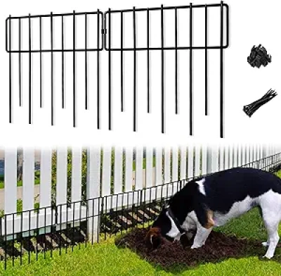 Animal Barrier Fence 10 Pcs - No Dig Garden Fence for Rabbits & Dogs | Rustproof Metal Wire
