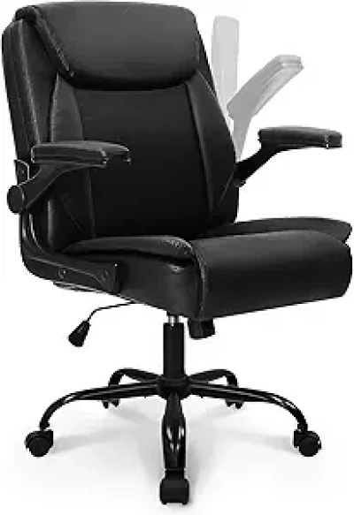 NEO CHAIR Ergonomic Office Chair - Executive Leather Gaming Desk Chair with Flip-Up Armrests