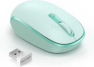 TECKNET Wireless Mouse Mint Green - Quiet, Portable USB Laptop Mouse