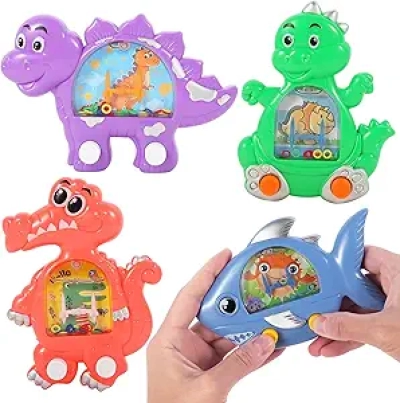 4 Pack Dinosaur Handheld Water Games - Retro Stress Relief Toys for Kids & Adults