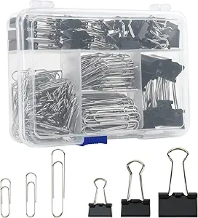 340pc Assorted Binder Clips & Jumbo Paper Clips Set - Office & School Supplies