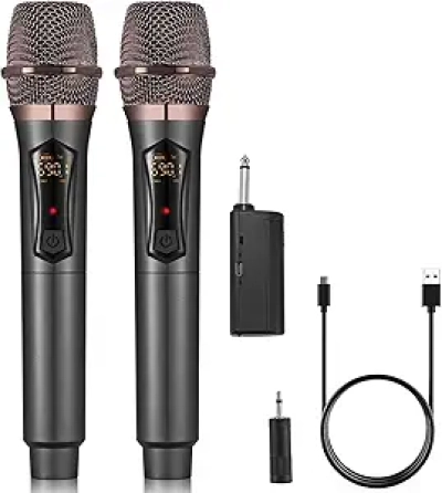 ALPOWL Wireless Microphones - 200ft Range, 50H Battery, DSP Noise Reduction