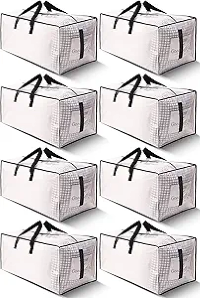 8 Pack Large Moving Bags with Zippers & Handles - Heavy Duty Storage Totes