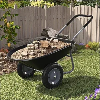 ARNOT 2-Wheel Wheelbarrow - Heavy Duty Garden Cart 330LBS Capacity