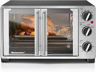 Elite Gourmet ETO2530M Double French Door Countertop Toaster Oven - 25L XL Capacity