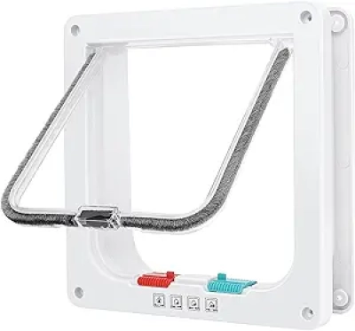 4-Way Lock Cat Door for Interior & Exterior - Weatherproof Pet Flap with Easy Installation