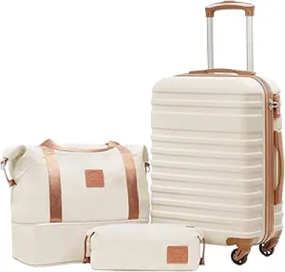 COOLIFE 3-Piece Carry-On Luggage Set with TSA Lock & Spinner Wheels