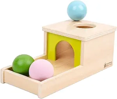 Montessori Object Permanence Box with 3 Balls - Cognitive Development Toy for 6-12 Month Babies