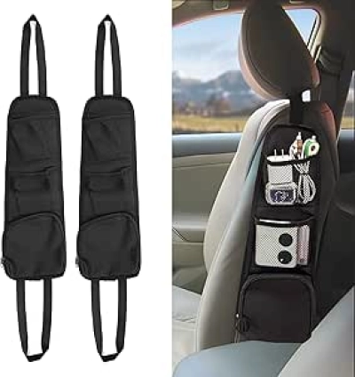 Car Seat Storage Organizer Bag - 2PC Hanging Side Pocket for Cars & SUVs